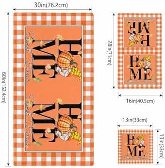 Double Love Orange Thanksgiving Towel Set - Plaid Design 3 Piece Microfiber Bath Towels
