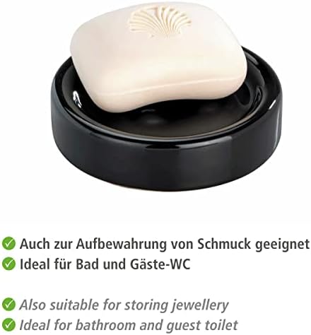 WENKO Bar Soap Holder Ceramic Polaris Black