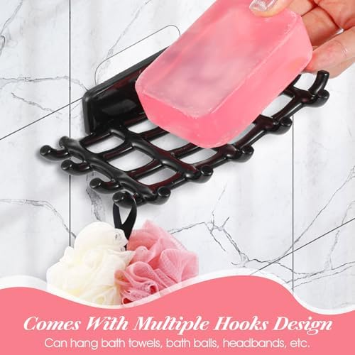 2 pcs Shower Soap Holder with Hooks - Black