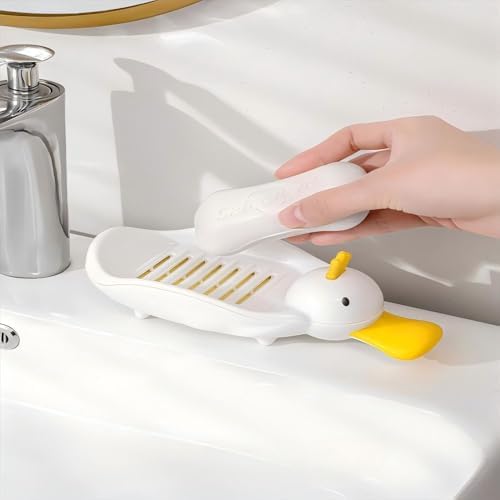 Cute Duck Soap Dish with Two-Layer Drainage 1