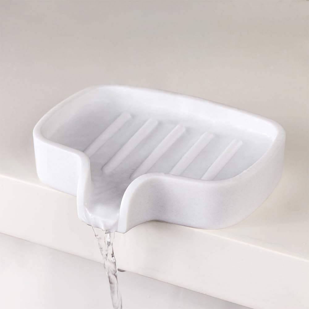 AMIREUX Elegant Marble Soap Dish with Drain Spout