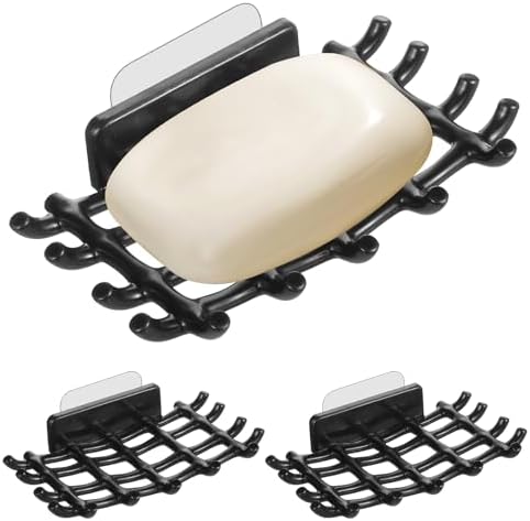 2 pcs Shower Soap Holder with Hooks - Black