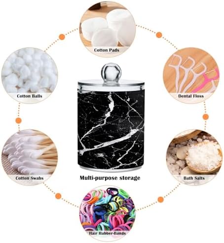 YETTASBIN Marble Clear Storage Jars 2 Pack