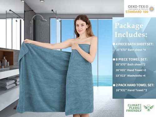 Jessy Home 8 Piece Turquoise Towel Set