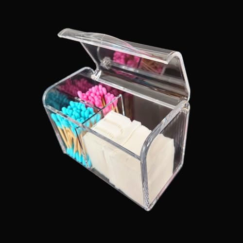 UQUABESO 3 Section Cotton Ball Holder Dispenser with Lid