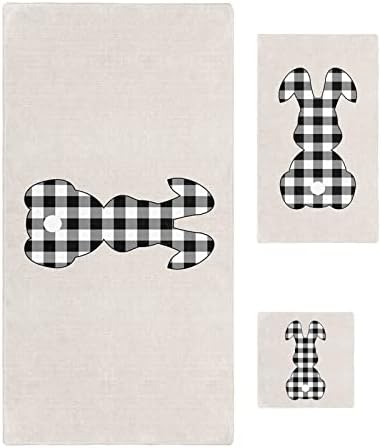 Anzona Easter Plaid Bunny 3-Piece Bath Towel Set 1