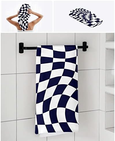 ZOE GARDEN Modern Black Towel Set with Geometric Checkered Design