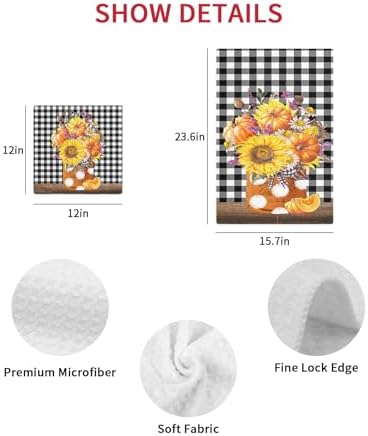 Falaniique Waffle Towel Set of 2 Black White