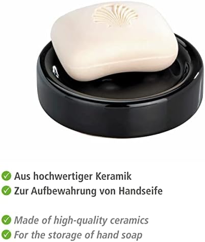 WENKO Bar Soap Holder Ceramic Polaris Black