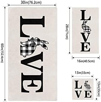 Anzona Easter Love Plaid Bunny 3-Piece Towel Set 1