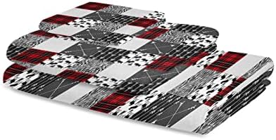 Shine-Home Geometric Check Patchwork Towel Set