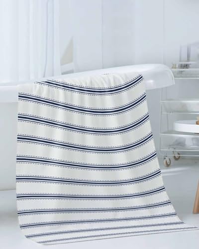 Edwiinsa Blue Stripes Bath Towel Set 3 Pack