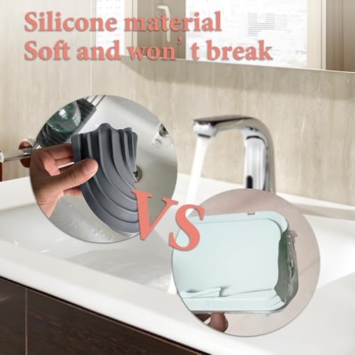 CAROYINO U-Shaped Silicone Soap Dish for Shower and Kitchen
