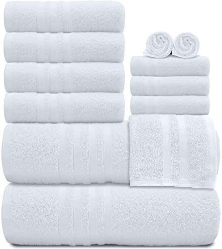 Wealuxe 12 Piece White Bath Towel Set