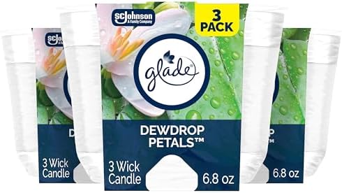 Glade 3-Wick Scented Candle Jar Dewdrop Petals 68 Oz 3 Count