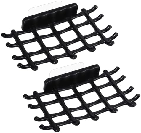 2 Pcs Black Soap Bar Holder with Hooks No Drilling
