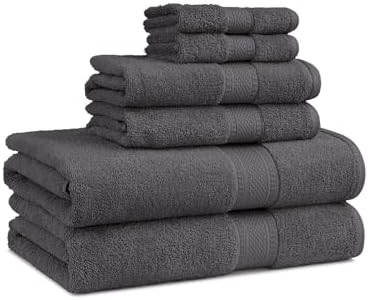 EuroSpa 100 Cotton 6 Piece Towel Set - Light Grey
