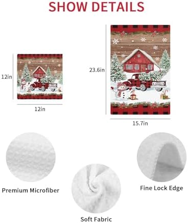 Falaniique Christmas Red Waffle Towel Set of 2