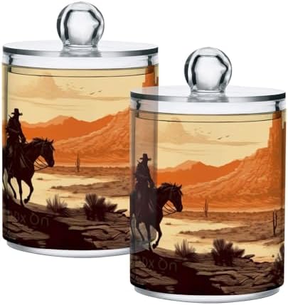 YETTASBIN 2 Pack Clear Plastic Apothecary Jars for Cotton Swabs Cotton Balls