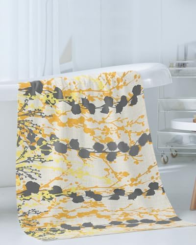 Smile Sunflower 3 Pcs Bath Towels Set Yellow Linen Texture