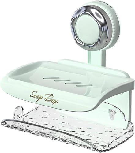 Suction Soap Holder - Double Tray Green Wall Mount