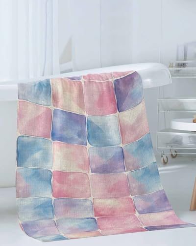 Shine-Home Rainbow Plaid Towel Set for Bathroom
