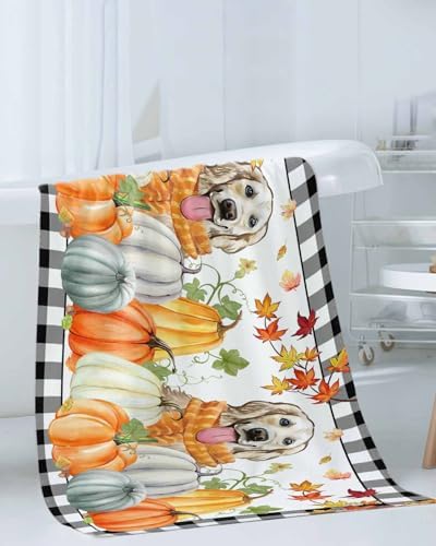 Double Love Thanksgiving Pumpkin Bath Towel Set - 3 Piece Microfiber Towels