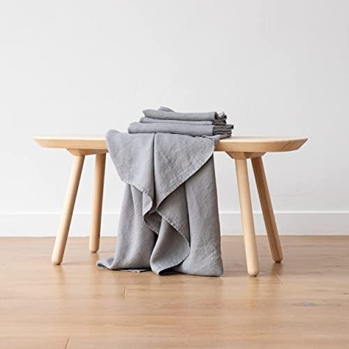 LinenMe 07800 Graphite Waffle Washed Linen Towel Set
