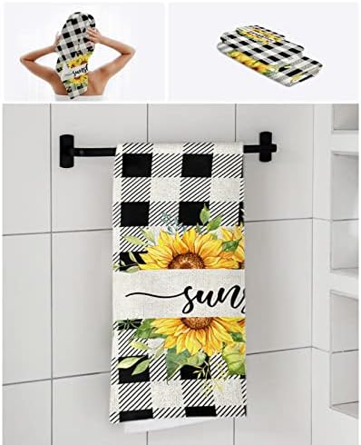 Chees D Zone Summer Sunflower Plaid Bath Towel Set