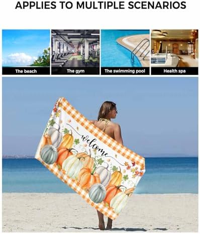 Double Love Pumpkin Orange Plaid Bath Towel Set of 3