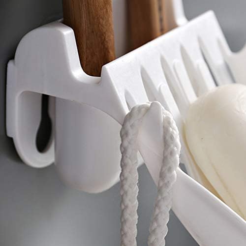 Healifty Wall-Mounted Soap Holder with Toothbrush and Toothpaste Storage