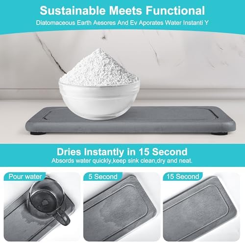 Ude-licate 2PCS Diatomite Faucet Mat for Kitchen and Bathroom 1