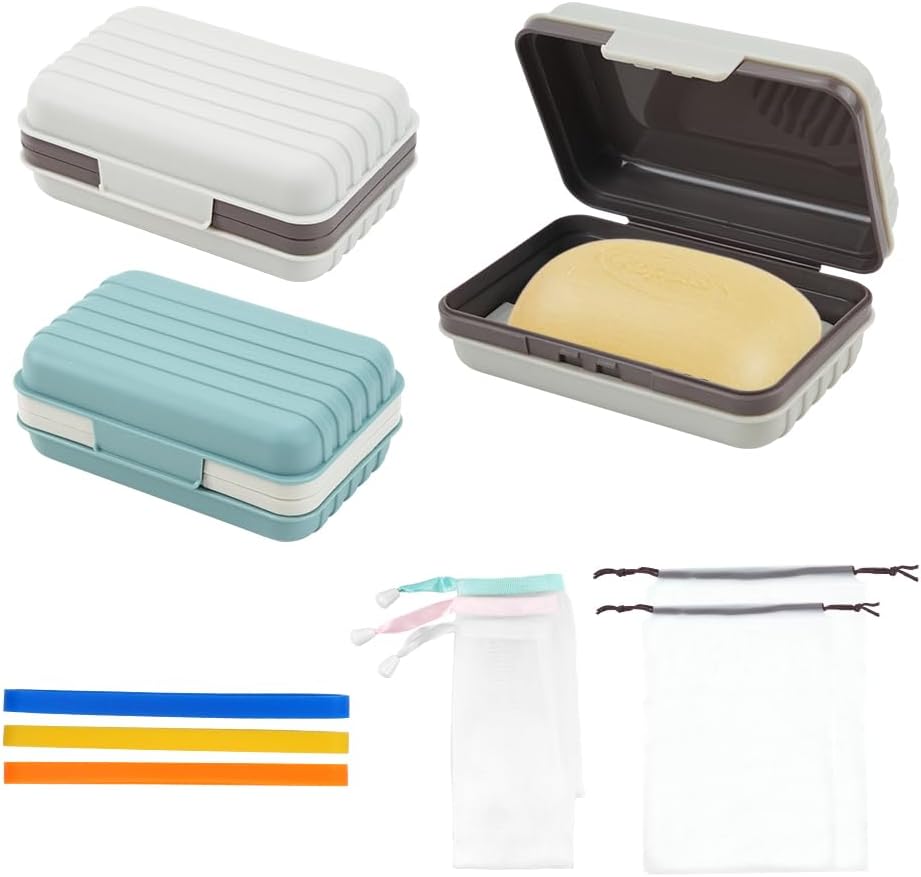 3 Pcs Soap Holder Set with Drainage Waterproof Travel Dorm