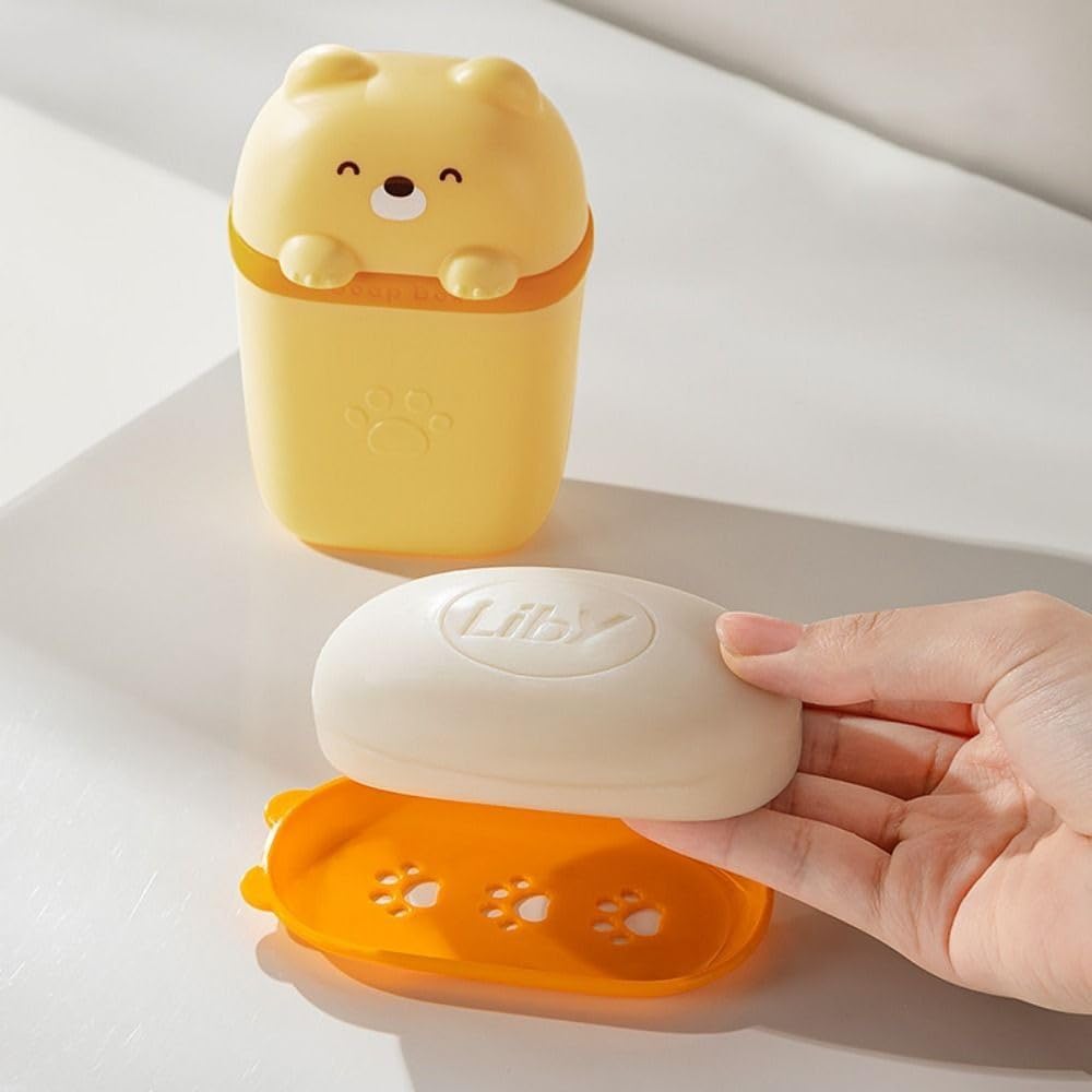 Cartoon Bear Soap Dish Portable Travel Holder