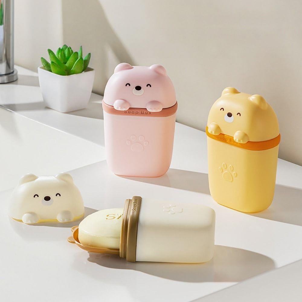Cartoon Bear Soap Dish Portable Travel Holder