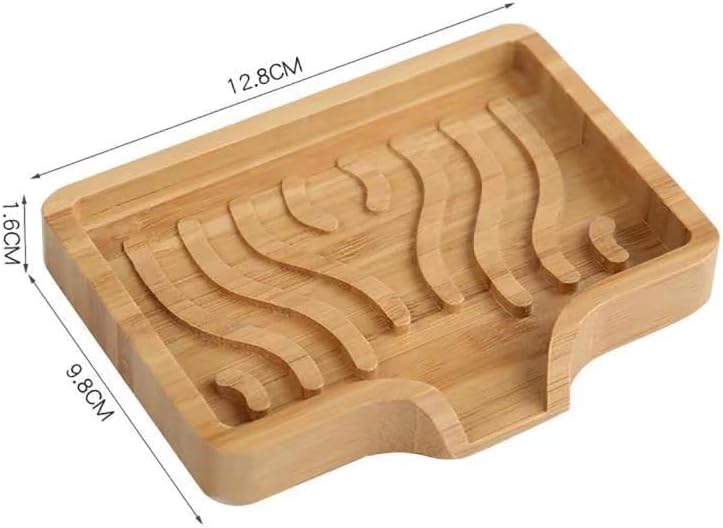 LSCH Bamboo Soap Dish with Drain Spout and Non-Slip Base