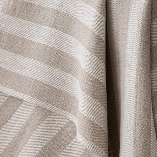 LinenMe Natural Striped Linen Towel Set Lucas 1
