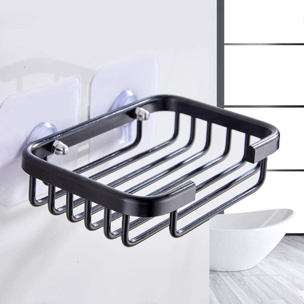 BWESOO Black Adhesive Soap Bar Holder with 2 Hooks
