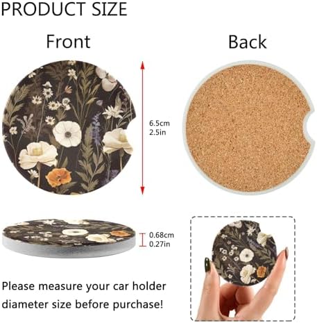 Takiito Garden Flowers Car Cup Holder Coasters 2 Pack 1