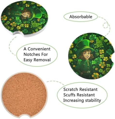 Takiito St Patrick Car Cup Holder Coasters 2 Pack