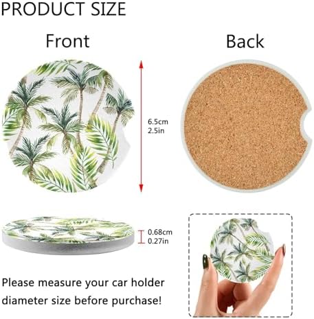 Takiito Palm Tree Car Cup Holder Coasters 2 Pack