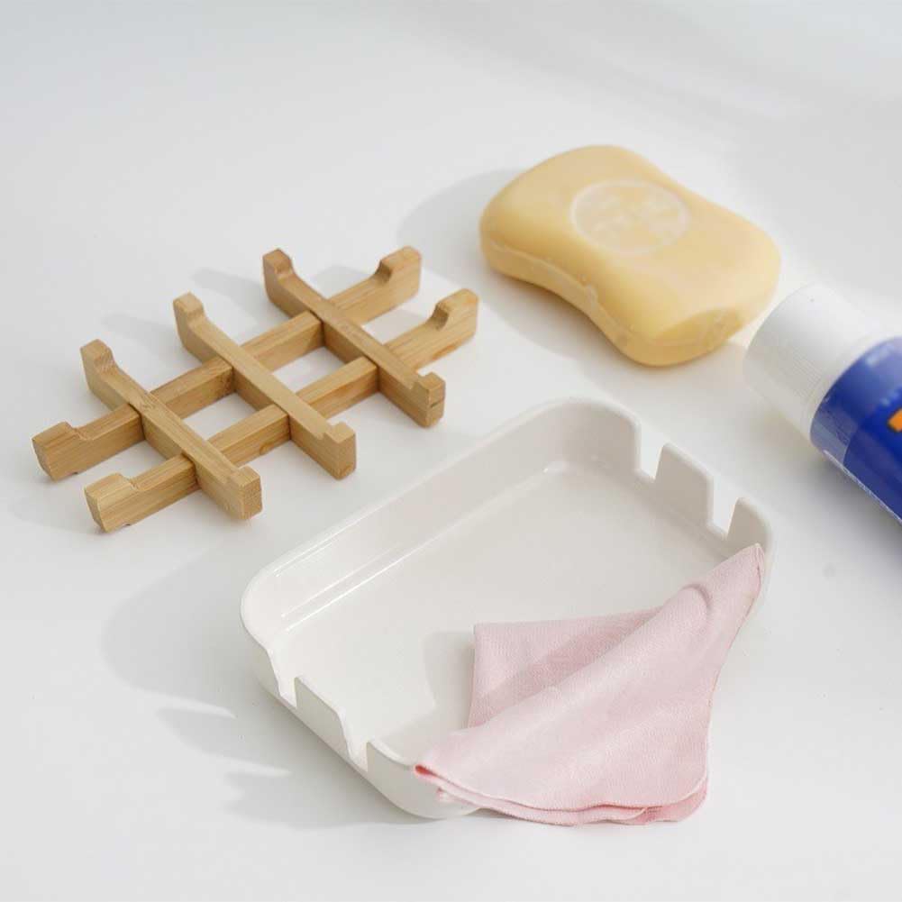 Teensery Bamboo Soap Dish with Detachable Insert