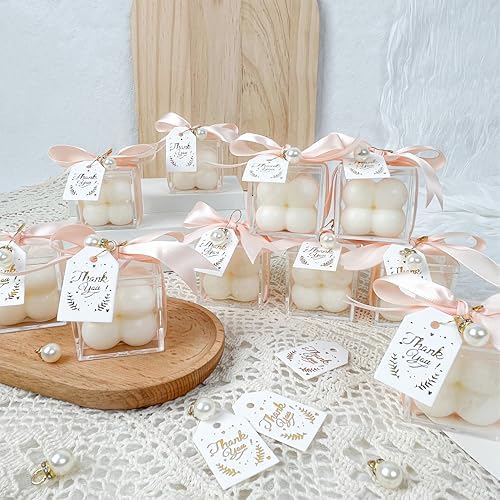 10 Sets Wedding Favors with Bubble Candles and Acrylic Boxes