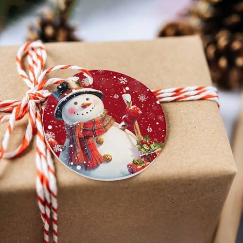 Christmas Snowman Candle Ornament with Gold Ribbon