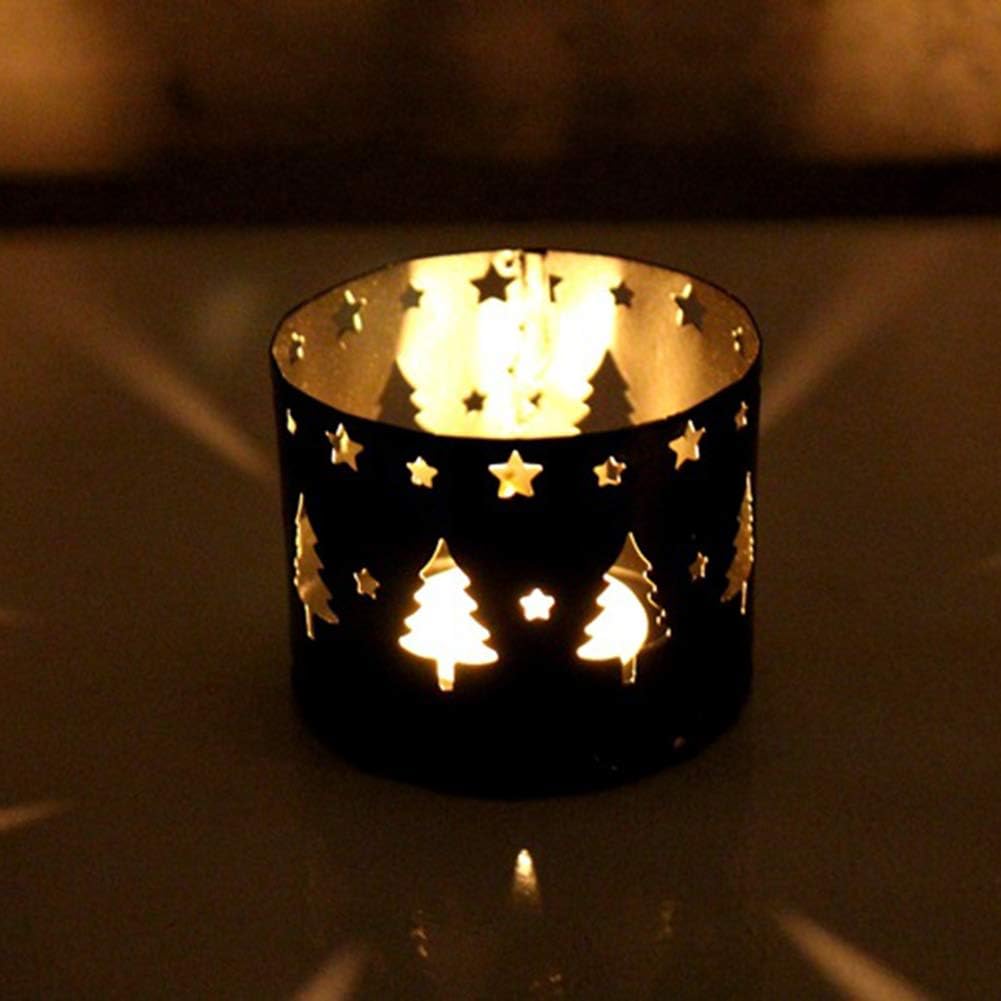 Klun Black Christmas Tree Candle Holder with Elk and Snowflake