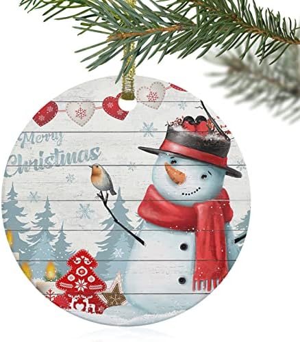 2024 Christmas Ceramic Round Ornaments with Gold Lanyard 1
