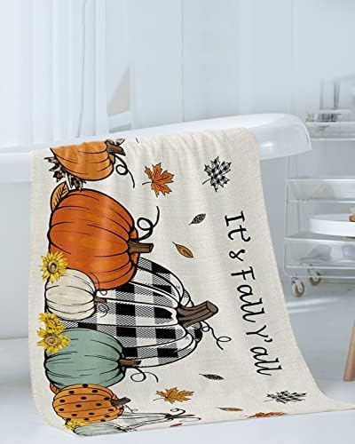 Chees D Zone Bath Towel Sets with Plaid Pumpkin Design