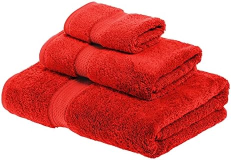 Superior Egyptian Cotton 3-Piece Towel Set in Red