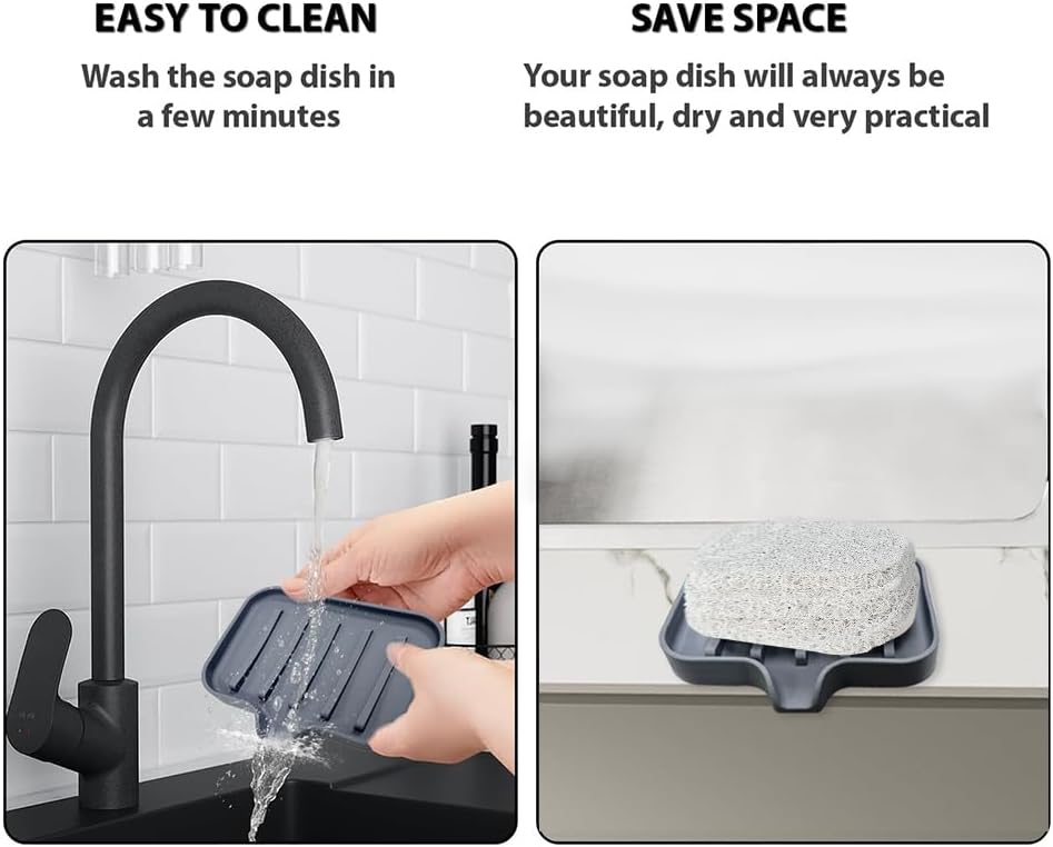 CrazyHome Silicone Self Draining Soap Dish 1 PCS