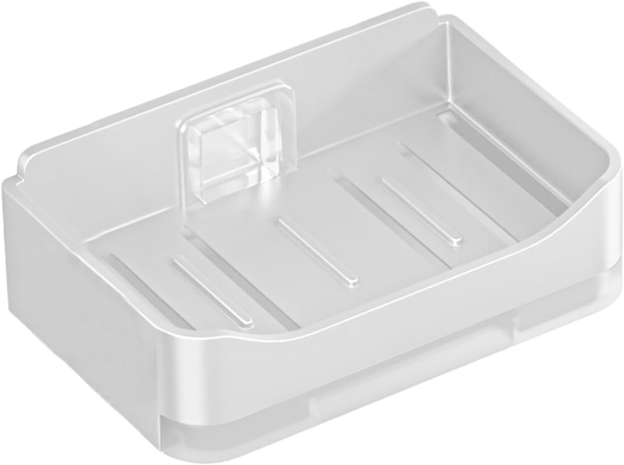 Bathroom Wall-Mounted Soap Dish with Drainage and Flip-Top
